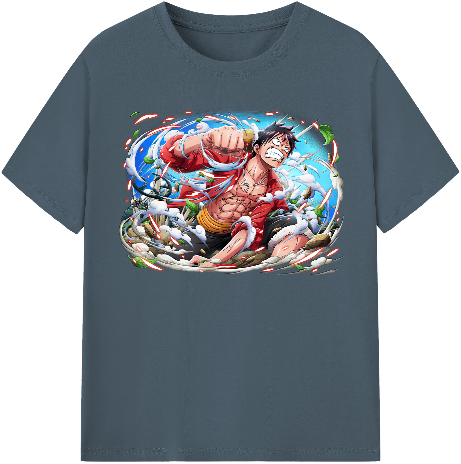 ワンピース モンキー・D・ルフィ ONE PIECE Monkey D. Luffy 綿100％半袖Tシャツ（フロントプリント）